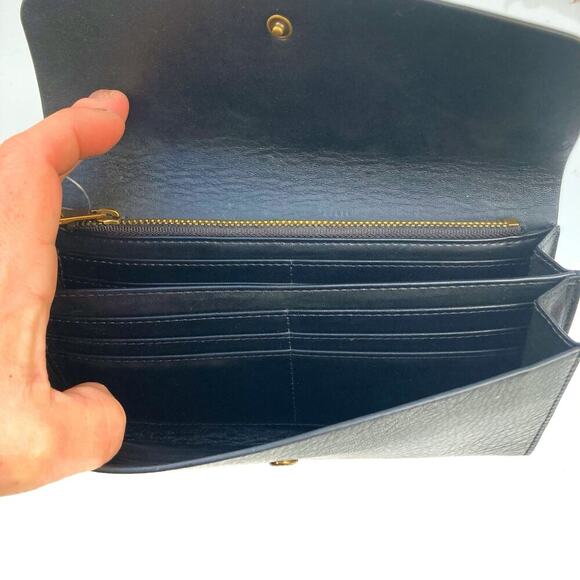 Fossil Black Pebbled Leather Flap Wristlet Wallet Minimalist Leather Staple NEW - Picture 11 of 12